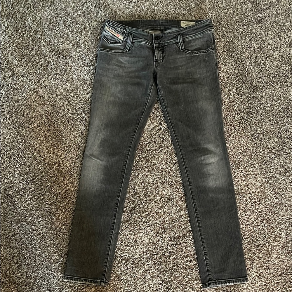 Diesel Gray Skinny Jeans with Vintage Distressed Finish